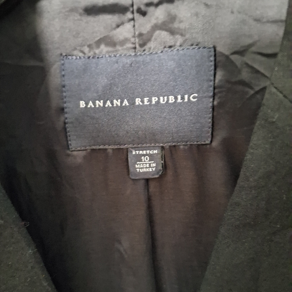 Banana Republic Stretch Womens Sz 10 Black Wool Blazer Summer Weight Vntg Excel - Picture 12 of 15